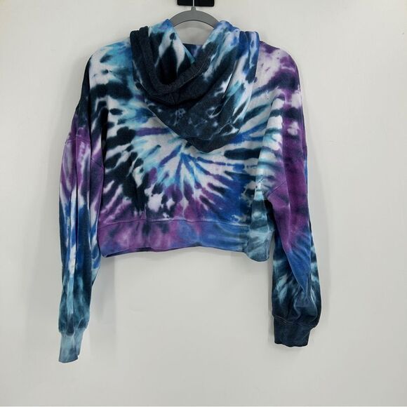Women's Nickelodeon Rugrats Cropped Blue Purple Tye Dye Graphic Hoodie Large - Picture 2 of 6